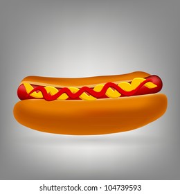 Realistic hot dog icon vector illustration