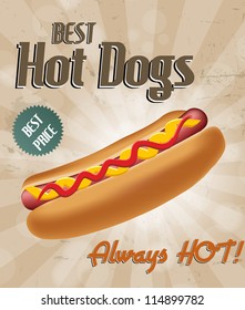 Realistic hot dog vector illustration. EPS 10.