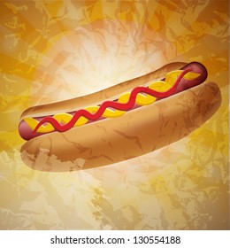 Realistic hot dog vector illustration