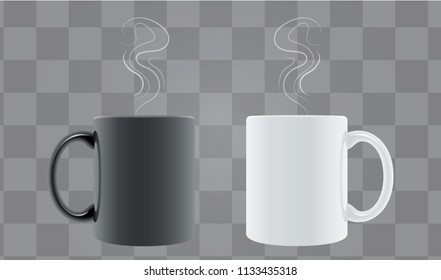 Realistic Hot Tea Of Coffee Cup / Mug With Steam. High Resolution