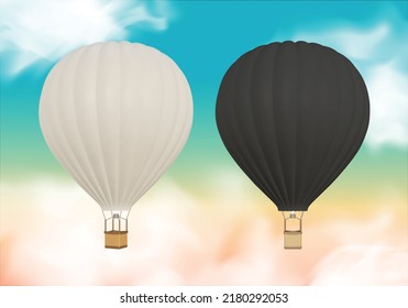Realistic hot-air balloon mockup. EPS 10 contains transparency.