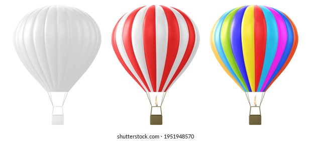 Realistic hot-air balloon mockup.Vector illustration