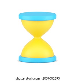 Realistic hourglass icon. Volumetric retro timer with sandy countdown. Vintage meter of hours and seconds in classic design. Impending delivery project and business deadlines. Isolated 3d vector