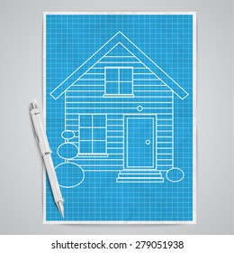 Realistic house blueprint, vector