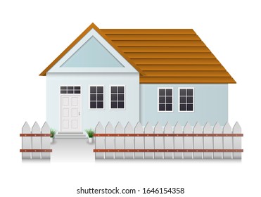 Realistic House front view. Vector illustration.