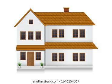 Realistic House front view. Vector illustration.