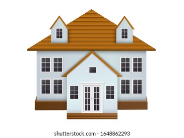 Realistische Aussicht auf das Haus. Vektorillustration.