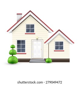 Realistic house with garage, vector