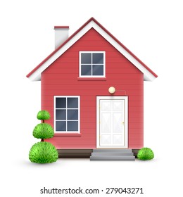 Vector Illustration Cool Detailed Red House Stock Vector (Royalty Free ...