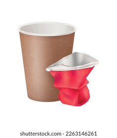 Realistic household waste paper trash garbage composition with isolated image on blank background vector illustration