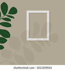 Realistic houseplant shadow. Vector illustration. Template, poster, blank, social media post in a trendy style.