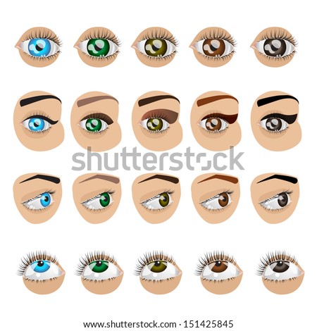 Realistic Human Eye Icons Set - Isolated On White Background - Vector Illustration, Graphic Design Editable For Your Design.