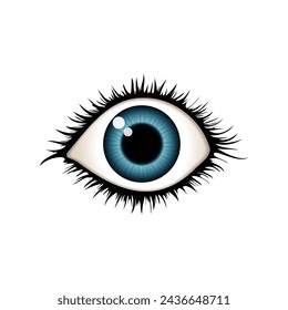 Vector del globo ocular humano realista aislado sobre fondo blanco