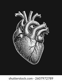Realistic human heart vector drawing.