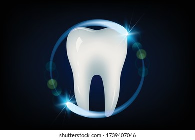 Realistic human tooth model and light effect. Graphic vector 