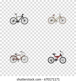 Realistic Hybrid Velocipede, Adolescent, For Girl And Other Vector Elements. Set Of  Realistic Symbols Also Includes Hybrid, Bike, Adolescent Objects.