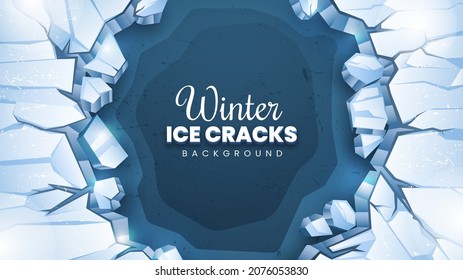 Realistic Ice Cracks as Winter Background
