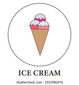 Realistic ice cream cone on white background - Vector illustration