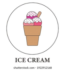 Realistic ice cream in a cup on a white background - Vector illustration
