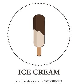 Realistic ice cream on popsicle stick on white background - Vector illustration