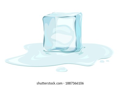 Realistic ice cube colourful isolated image on white background with text vector illustration