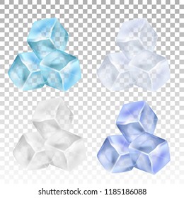 Realistic ice cubes on a transparent background. Vector illustration