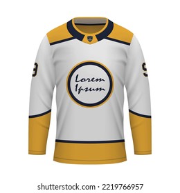 Realistic Ice Hockey away jersey Nashville, shirt template for sport uniform