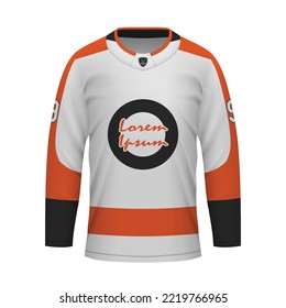 Realistic Ice Hockey away jersey Philadelphia, shirt template for sport uniform