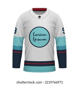 Realistic Ice Hockey away jersey Seattle, shirt template for sport uniform