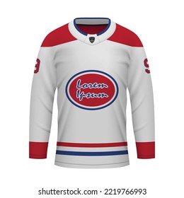 Realistic Ice Hockey away jersey Montreal, shirt template for sport uniform