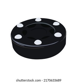 Realistic ice hockey ball vector illustration, in trendy flat cartoon design style. Perfect 3d icon of sport equipment for many purposes.