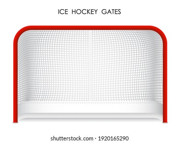 realistic ice hockey goal with fluttering net. Team sports. Active lifestyle. Vector