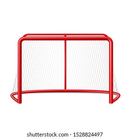 Realistic ice hockey goal with net for goalkeeper. Vector winter team sport championship and competition design. Betting promo poster design.