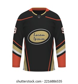 Realistic Ice Hockey shirt Anaheim, jersey template for sport uniform