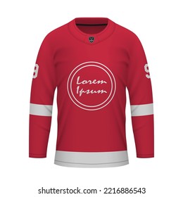 Realistic Ice Hockey shirt Detroit, jersey template for sport uniform