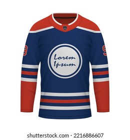 Realistic Ice Hockey shirt Edmonton, jersey template for sport uniform