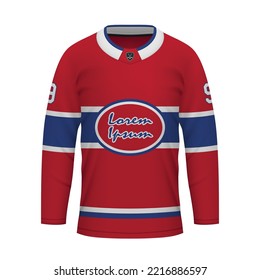 Realistic Ice Hockey shirt Montreal, jersey template for sport uniform