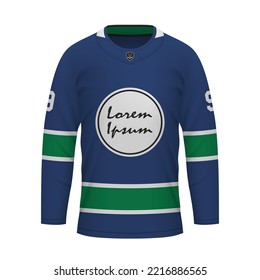 Realistic Ice Hockey shirt Vancouver, jersey template for sport uniform