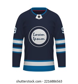 Realistic Ice Hockey shirt Winnipeg, jersey template for sport uniform