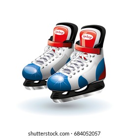 Realistic Ice hockey skates, isolated on white. Vector illustration.