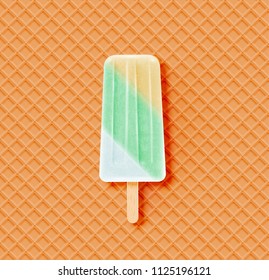 Realistic icecream bar with waffle, vector illustration