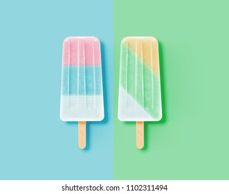 Realistic icecream bars, divided background, vector illustration