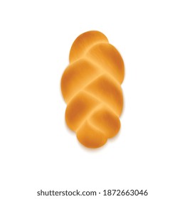 Icono realista con ilustración vectorial de pan trenzado al horno