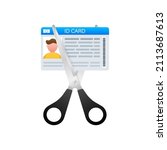 Realistic icon with broken plastic id card on transparent background. Credit card icon. Realistic vector. Flat vector.