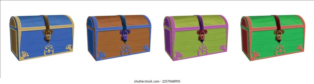 Realistic icon chest for games in vector high quality. Isolated on transparent background