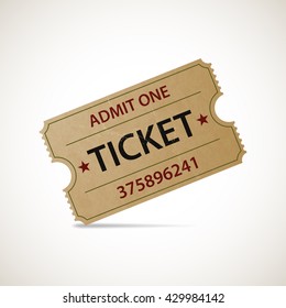 Realistic icon cinema ticket. Stock vector illustration.