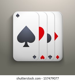 Realistic icon deck of playing cards for casino. Bright symbols of gambling. Vector Illustration, editable and isolated.