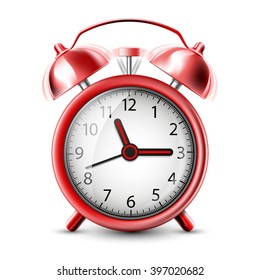 Realistic Icon ringing alarm clock. Isolated on white background. Stock vector illustration.