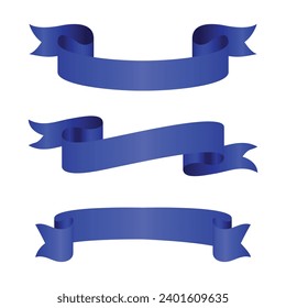 Realistic icon set of blue ribbons isolated on white background