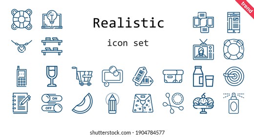 realistic icon set. line icon style. realistic related icons such as wine glass, smartphone, bookshelf, television, lifesaver, milk, box, necklace, pencil, laptop, perfume, tags, switch, cotton swab